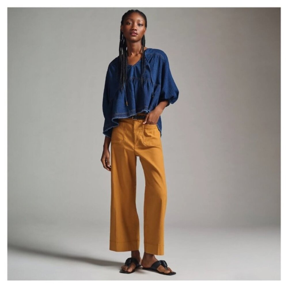 ANTHROPOLOGIE • The Colette Wide Leg Pants in Gold